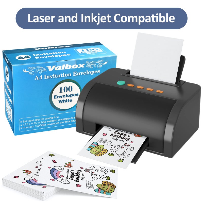 ValBox أظرف صور ValBox A4 100 عدد 4 x 6 أظرف ورق كرافت أبيض ذاتية الإغلاق لبطاقات 4x6، صور، حفلات زفاف، دعوات، حفلات استقبال المواليد، 4.25 x 6.25 بوصة (A4) - Image 5